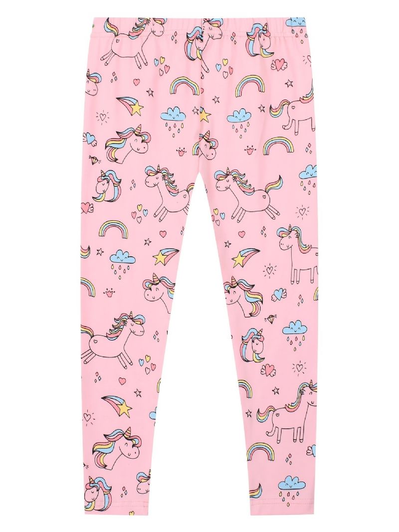 Lányok Stretch Puha Leggings Aranyos Unicorn Full Print Pants Gyerekruhák