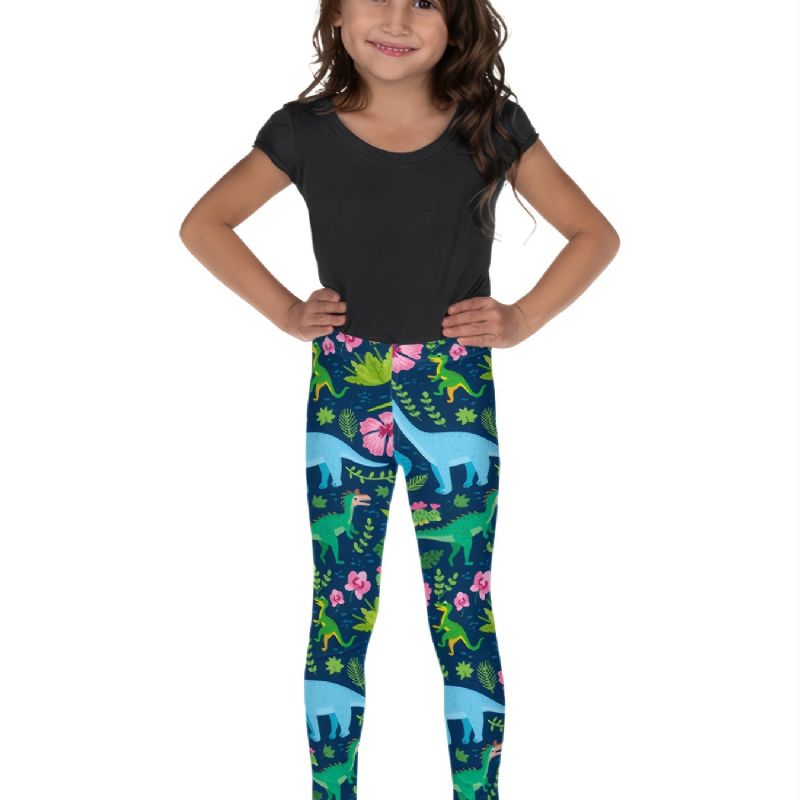 Lányok Tropical Dinosaurs Print Aranyos Szuperpuha Leggings