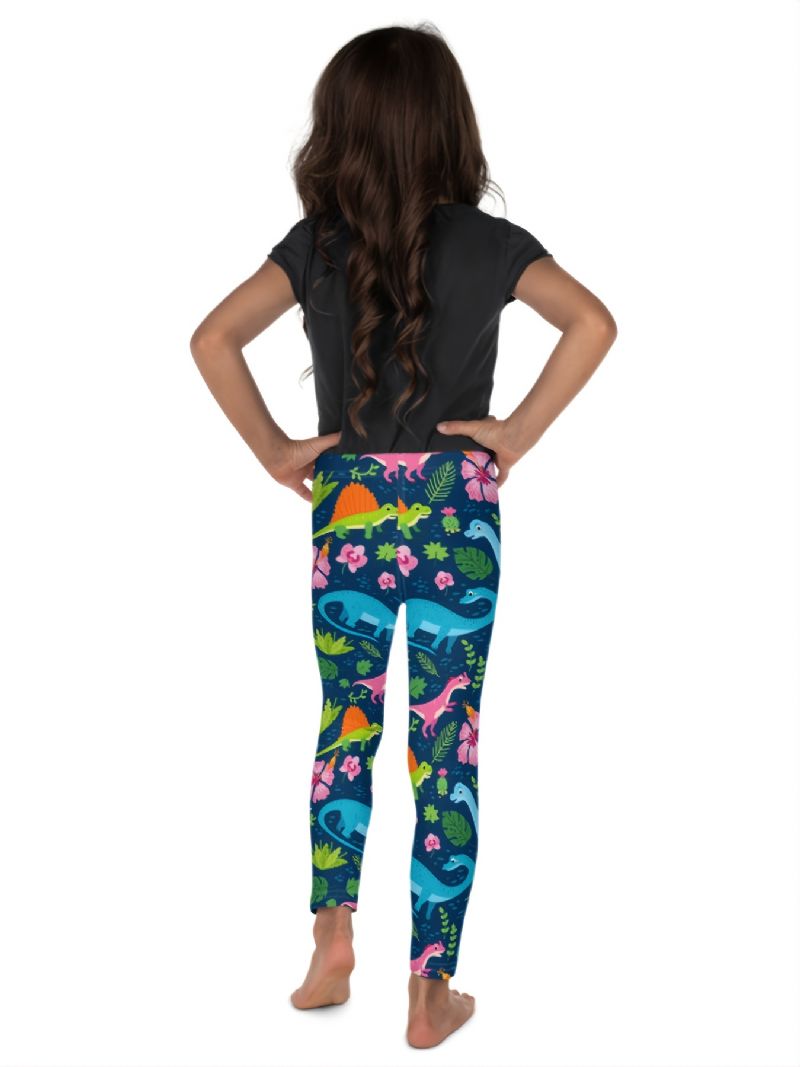 Lányok Tropical Dinosaurs Print Aranyos Szuperpuha Leggings