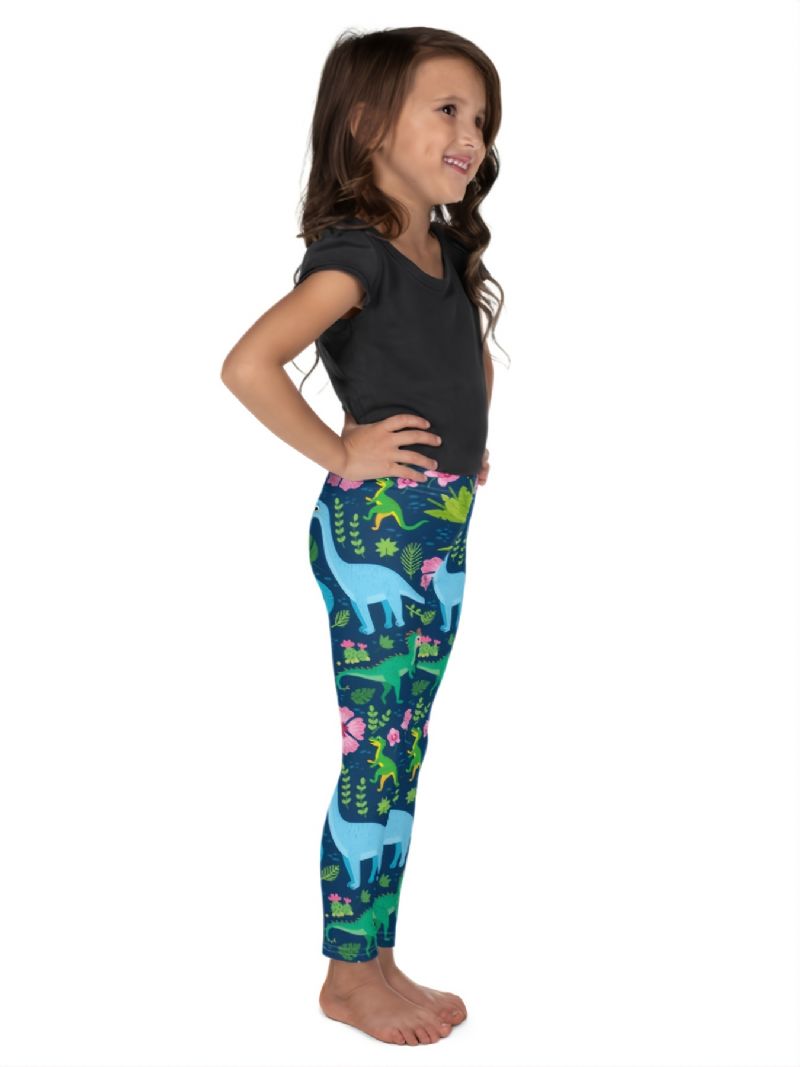 Lányok Tropical Dinosaurs Print Aranyos Szuperpuha Leggings