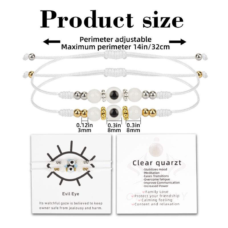Egyszerű Kötél Karkötő 2 Db Ördögszem Minta Kristály Ékszer Állítható Jó Szerencsét Védő Nőknek És Lányoknak
