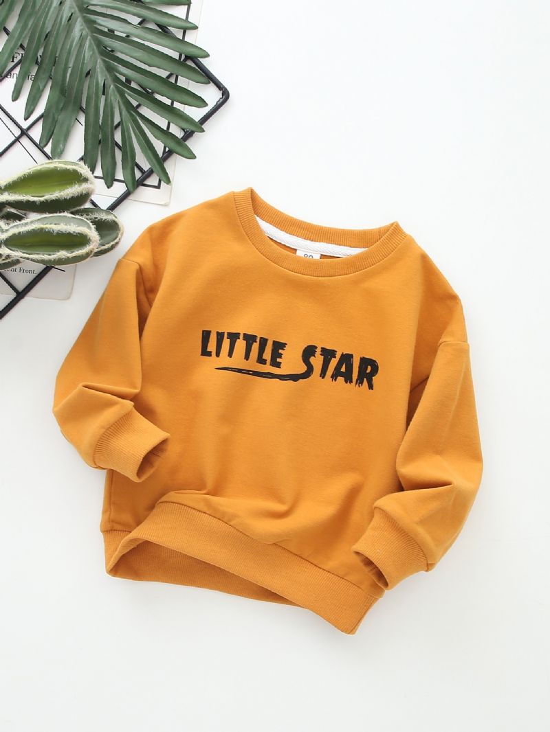 Bébi Fiúk Letter Little Star Nyomtatott Hosszú Ujjú Nyakú Pulóver