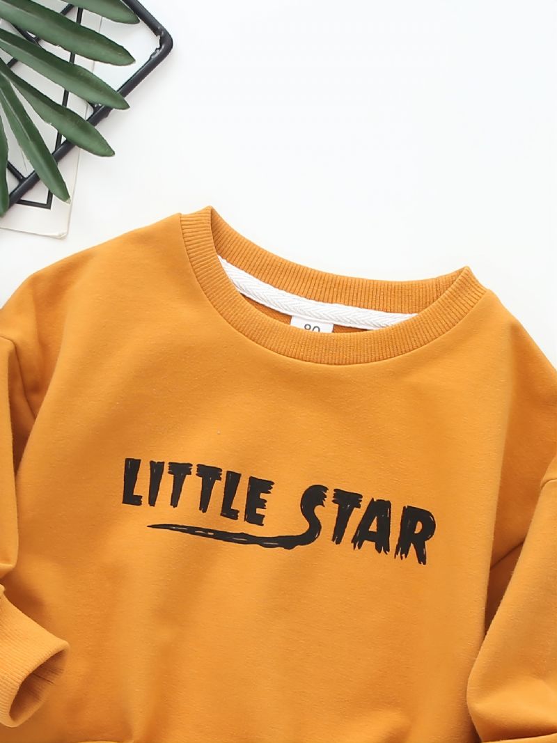 Bébi Fiúk Letter Little Star Nyomtatott Hosszú Ujjú Nyakú Pulóver