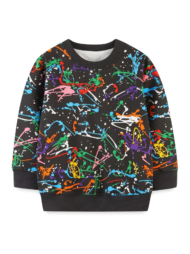 Bébi Fiúk Pulóver Graffiti Print Crew Neck Hosszú Ujjú Felsők Gyerekruhák