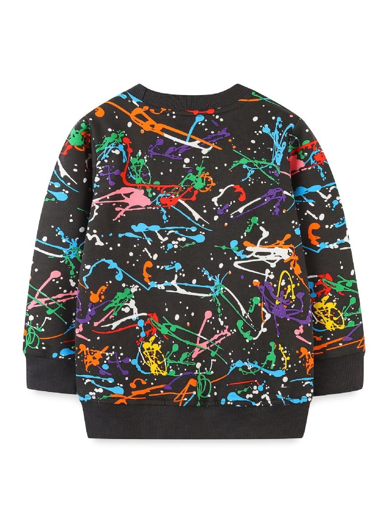 Bébi Fiúk Pulóver Graffiti Print Crew Neck Hosszú Ujjú Felsők Gyerekruhák