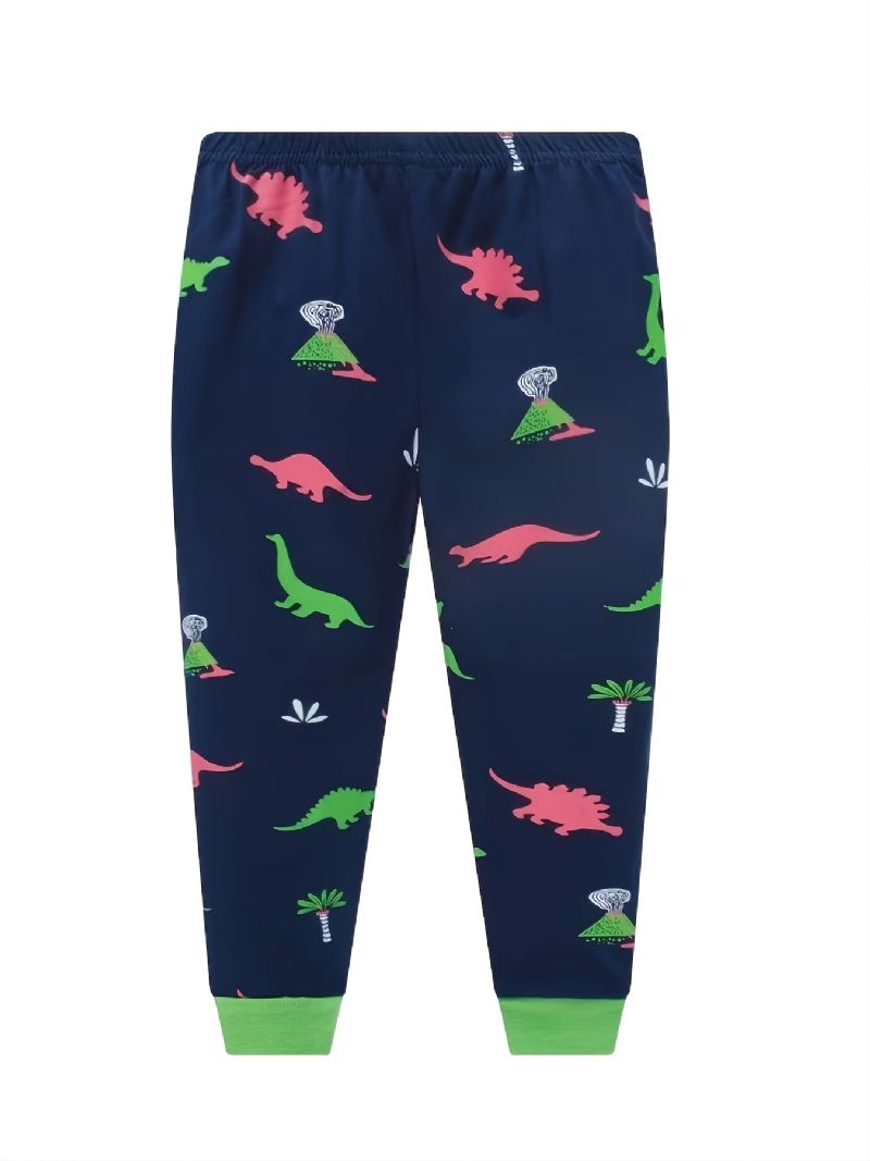 Fiúk Alkalmi Legénynyakú Pizsama Szett Lounge Wear Homewear Hosszú Ujjú Felső És Hozzáillő Nadrág Dinoszaurusz Mintával