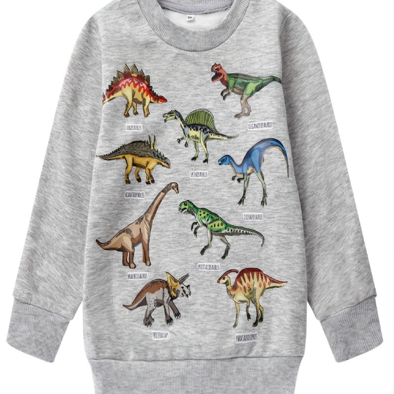 Fiúk Dinosaur Print Hosszú Ujjú Kerek Nyakú Pulóver