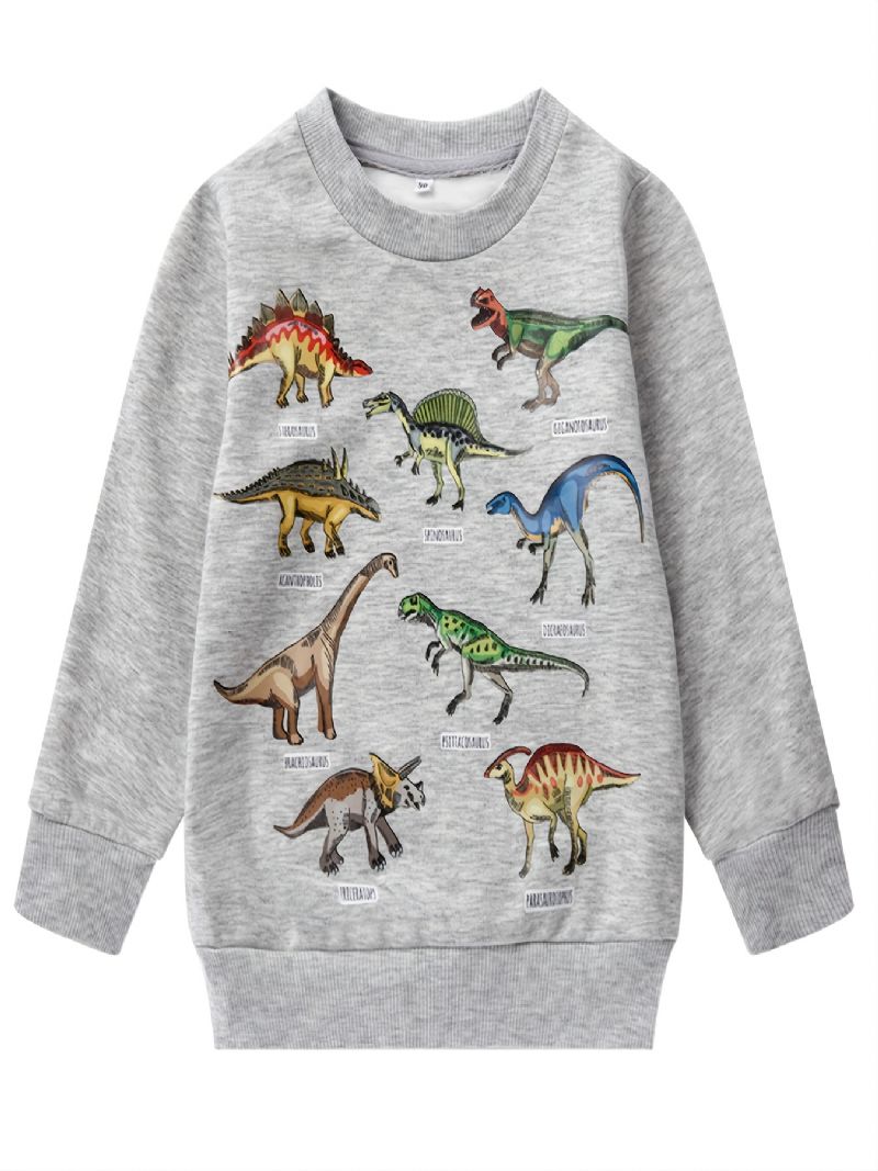 Fiúk Dinosaur Print Hosszú Ujjú Kerek Nyakú Pulóver