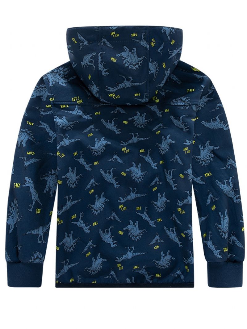 Fiúk Dinosaur Print Kapucnis Thermal Windbreaker Dzseki