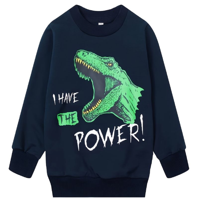 Fiúk I Have The Power Dinosaur Kerek Nyakú Hosszú Ujjú Pulóver