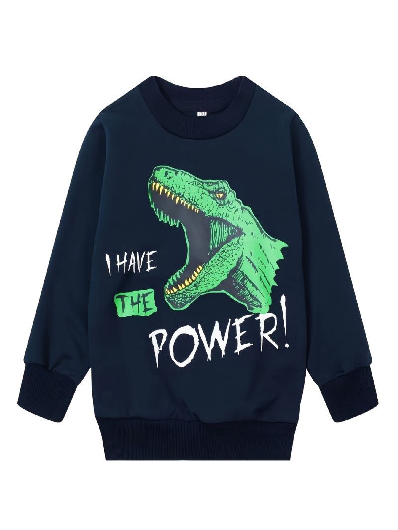 Fiúk I Have The Power Dinosaur Kerek Nyakú Hosszú Ujjú Pulóver