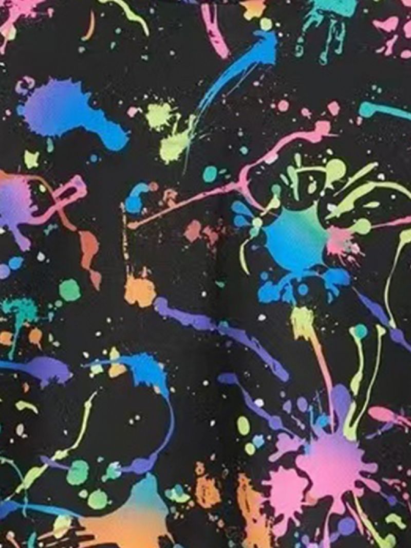 Fiúk Ink Splatter Print Kapucnis Hosszú Ujjú Pulóver