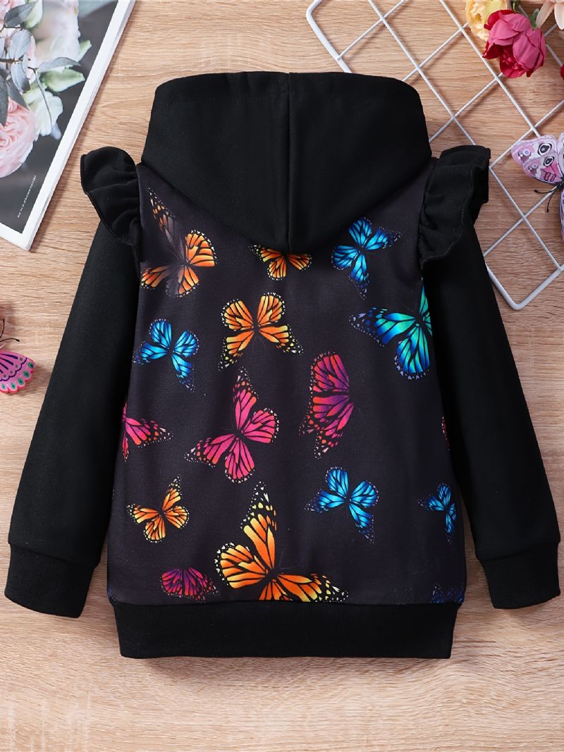 Lányok Butterfly Fodor Kapucnis Gyerekruhák Outfit