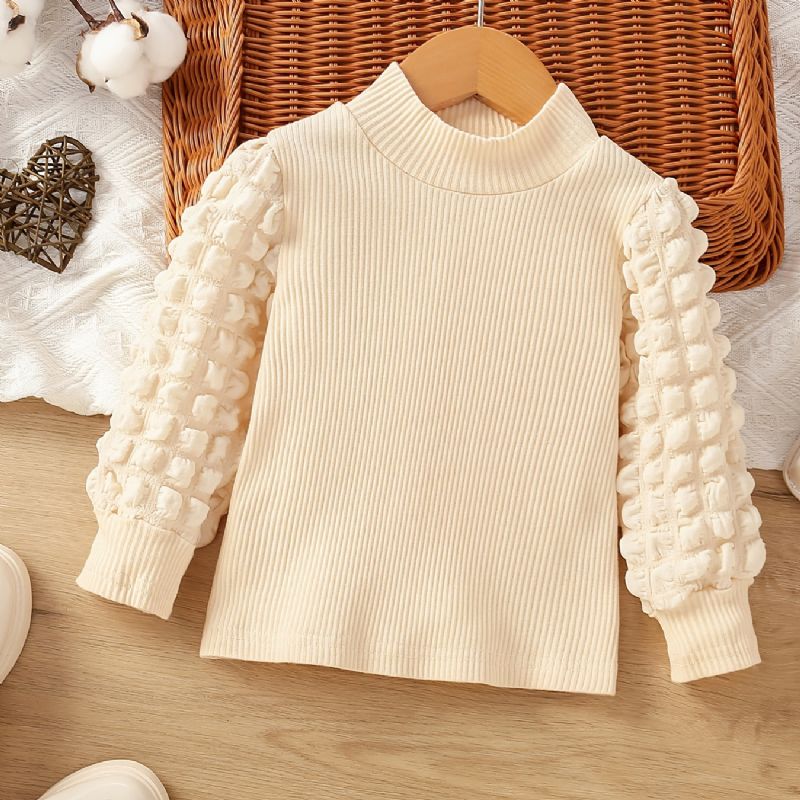 Lányok Crew Neck Puff Sleeve Top