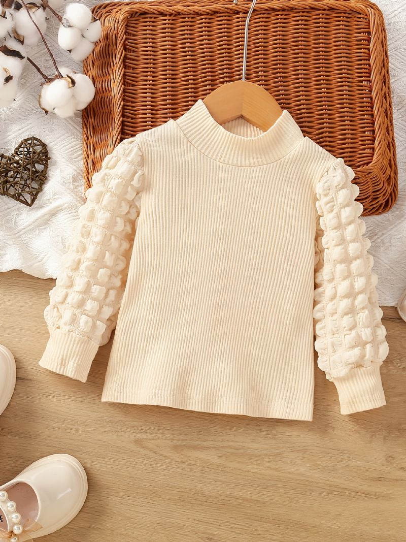 Lányok Crew Neck Puff Sleeve Top