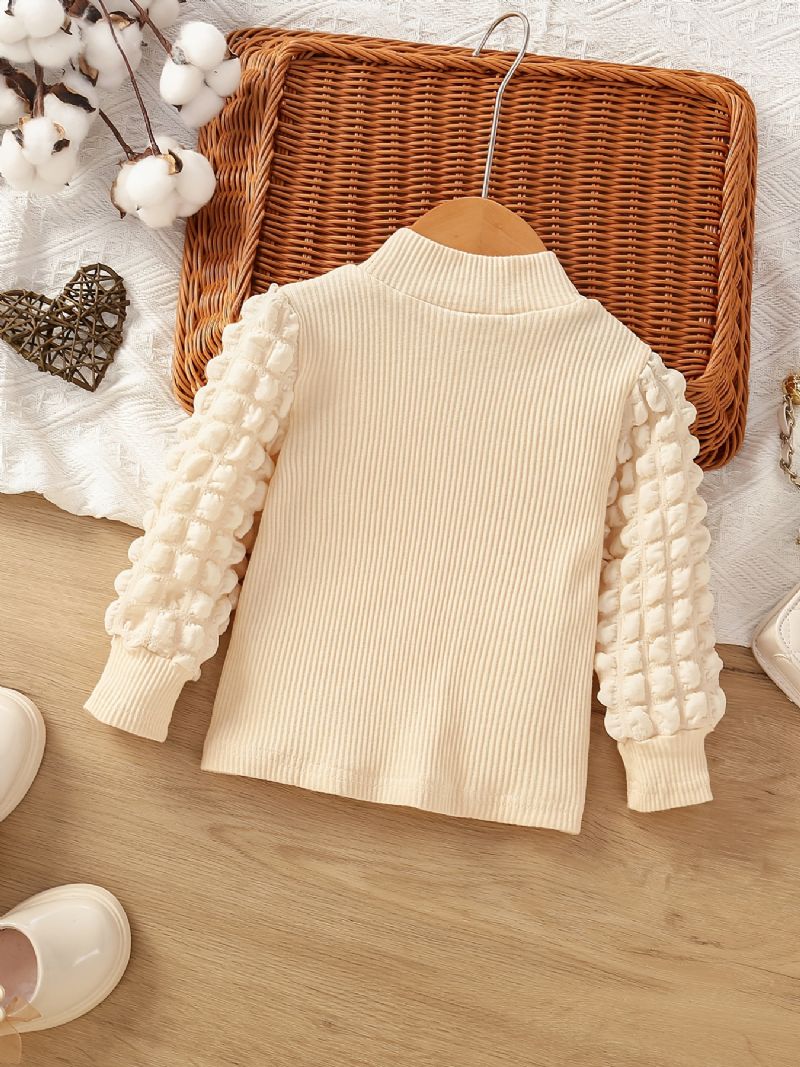 Lányok Crew Neck Puff Sleeve Top