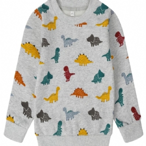 Popshion Autumn Winter Fiúk Alkalmi Dinoszaurusz Mintás Nyakú Pulóver