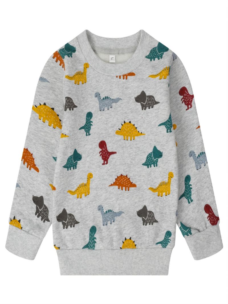 Popshion Autumn Winter Fiúk Alkalmi Dinoszaurusz Mintás Nyakú Pulóver