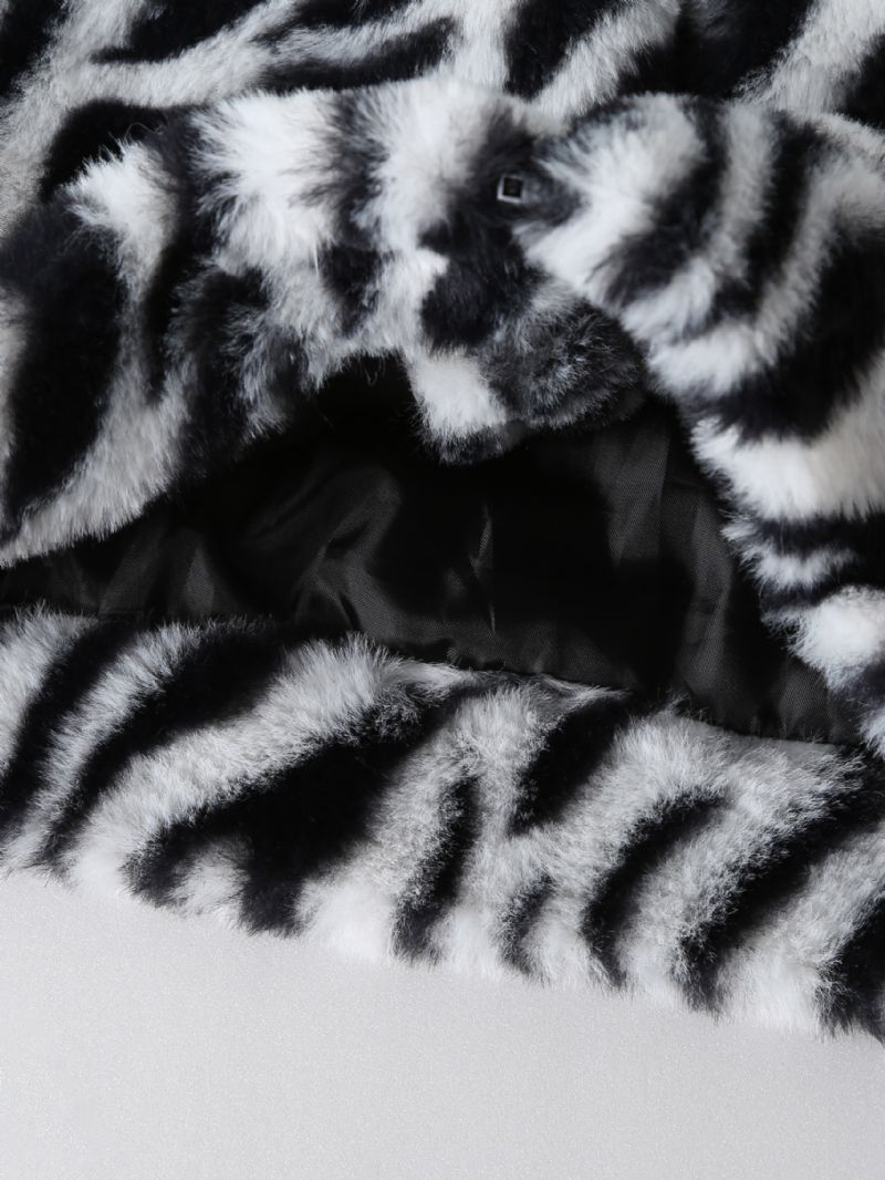 Lányok Zebra Print Polár Divatkabát