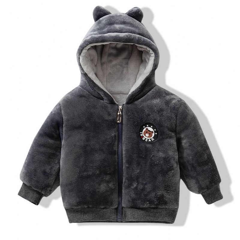 Toddler Fiúk Bear Patch Vastag Kabát