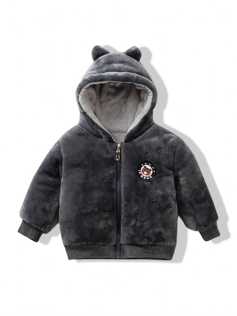 Toddler Fiúk Bear Patch Vastag Kabát