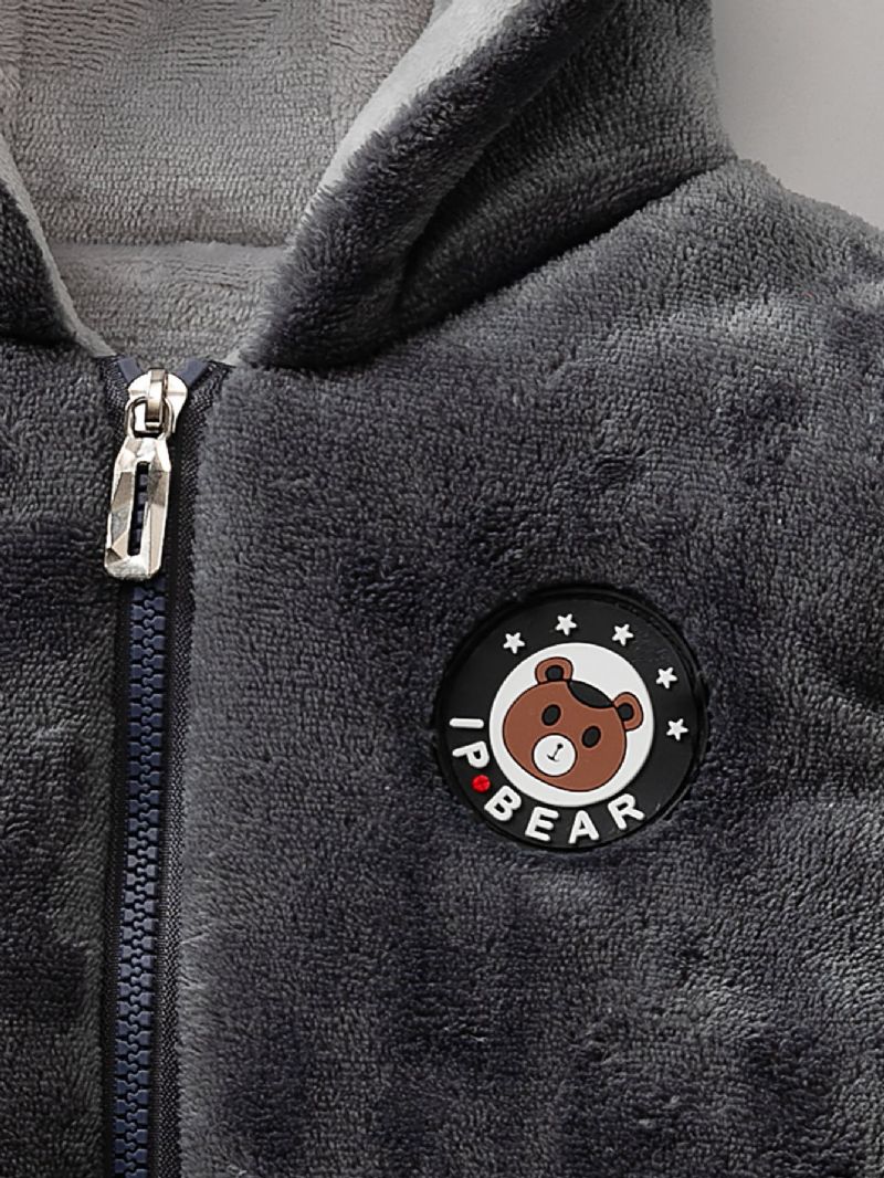 Toddler Fiúk Bear Patch Vastag Kabát