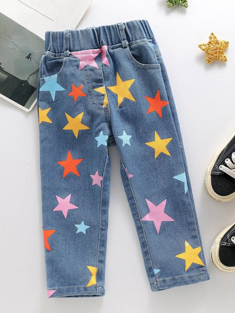 Lányok Színes Stars Print Jeans