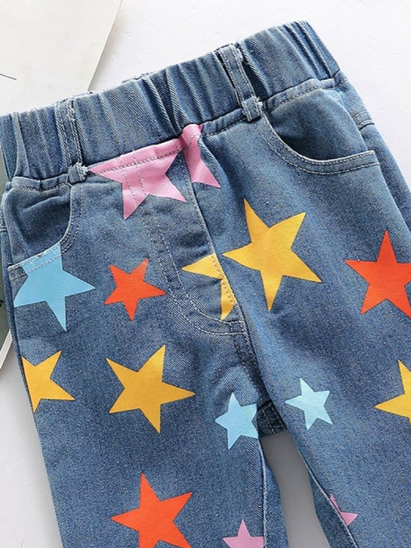 Lányok Színes Stars Print Jeans