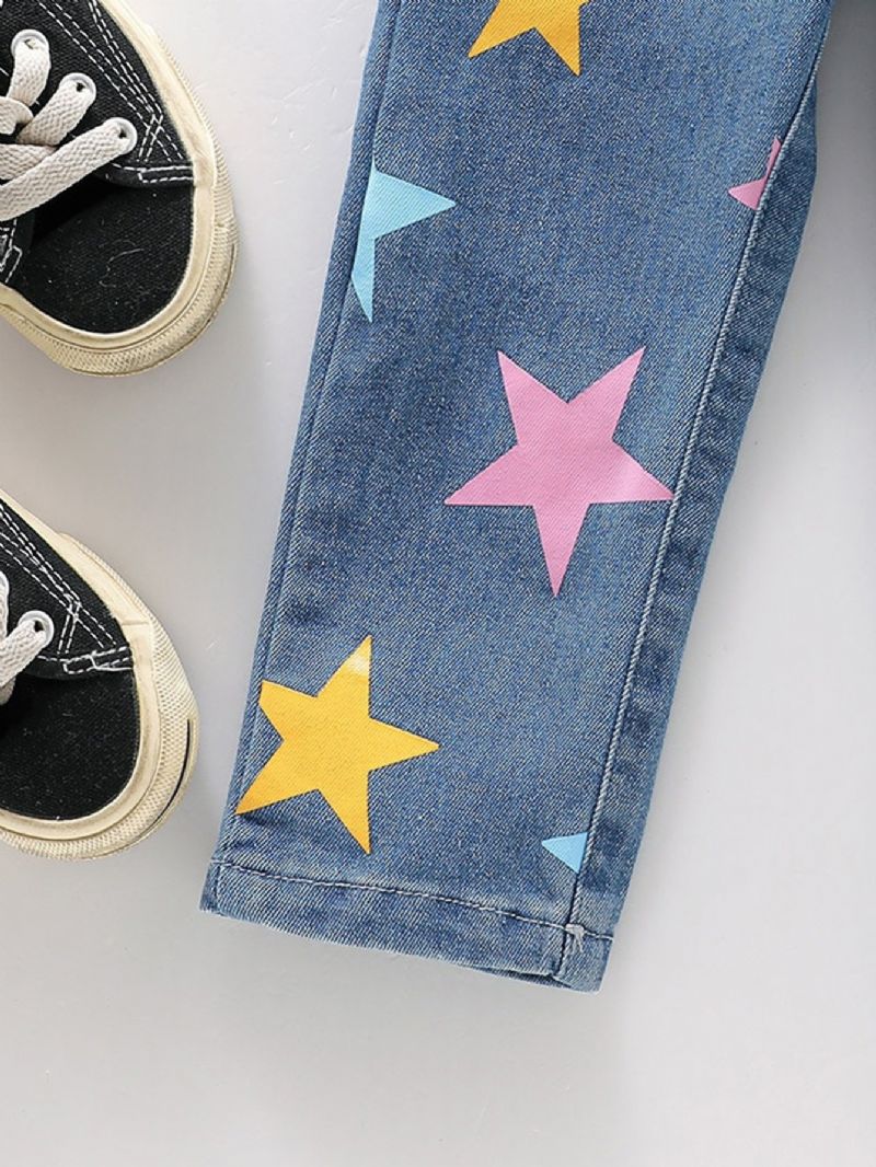 Lányok Színes Stars Print Jeans