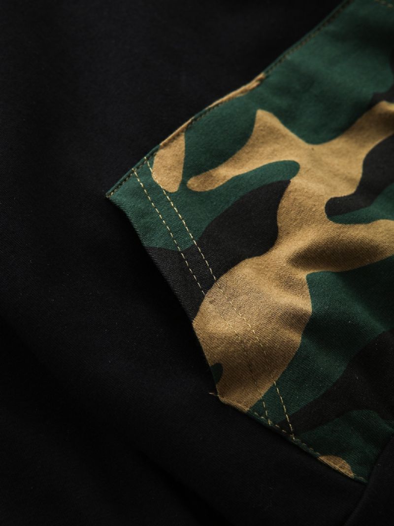 2db Fiúk Casual Camo Print Kapucnis Hosszú Ujjú Nadrág Szett