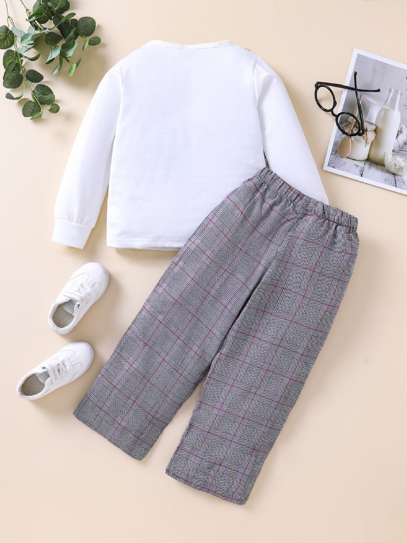 2db Fiúk Gingham Bow Sleeve Top & Pants Szett