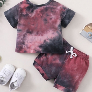 2db Fiúk Tie Dye Rövid Ujjú Rövidnadrág Szett