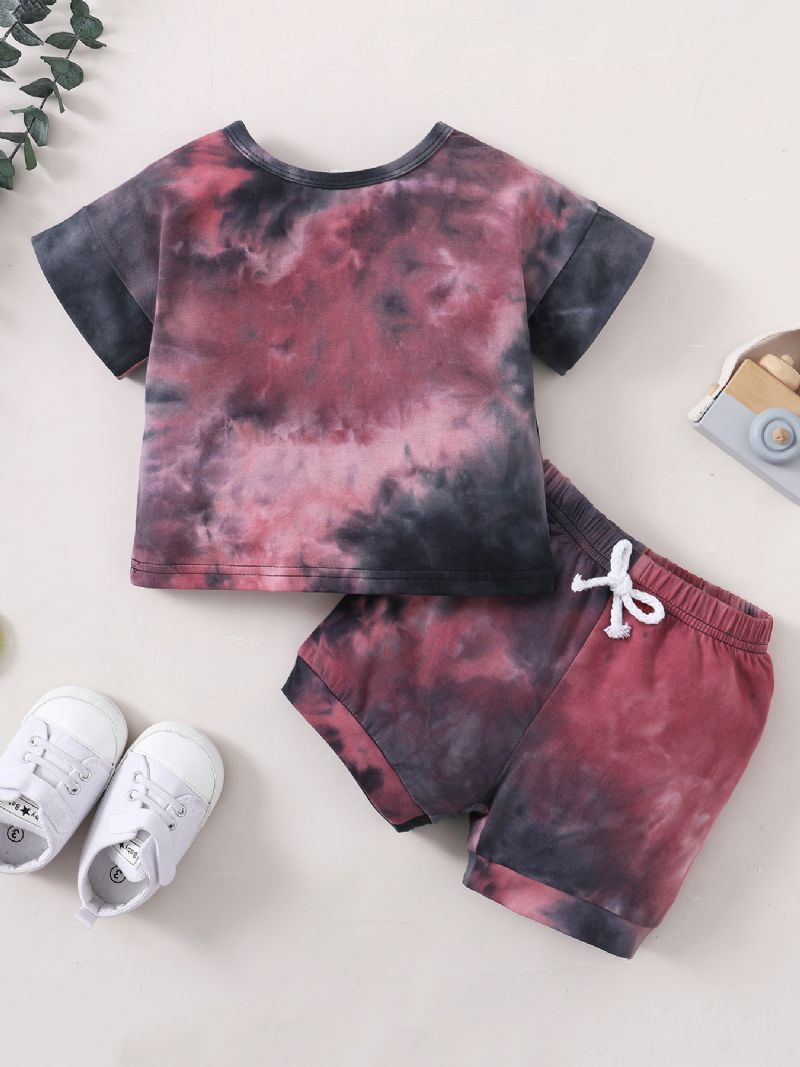 2db Fiúk Tie Dye Rövid Ujjú Rövidnadrág Szett