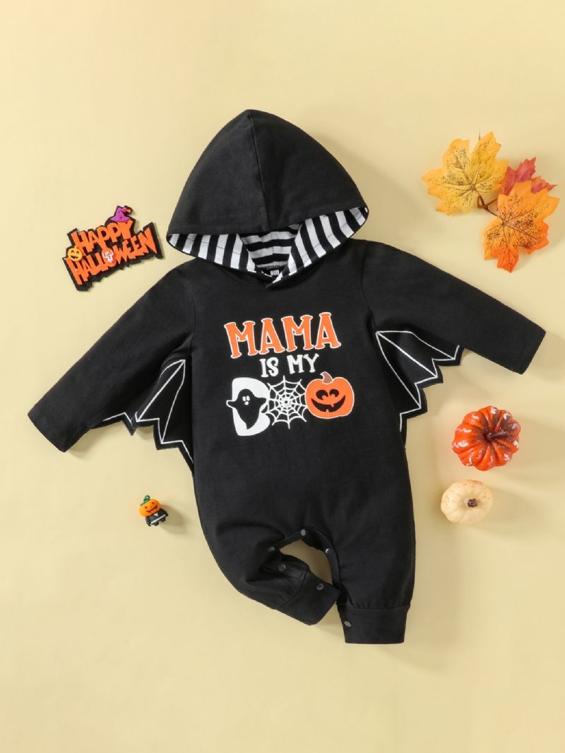 Bébi Fiúk Halloween Pumpkin Romper Jumpsuit Szárnyakkal