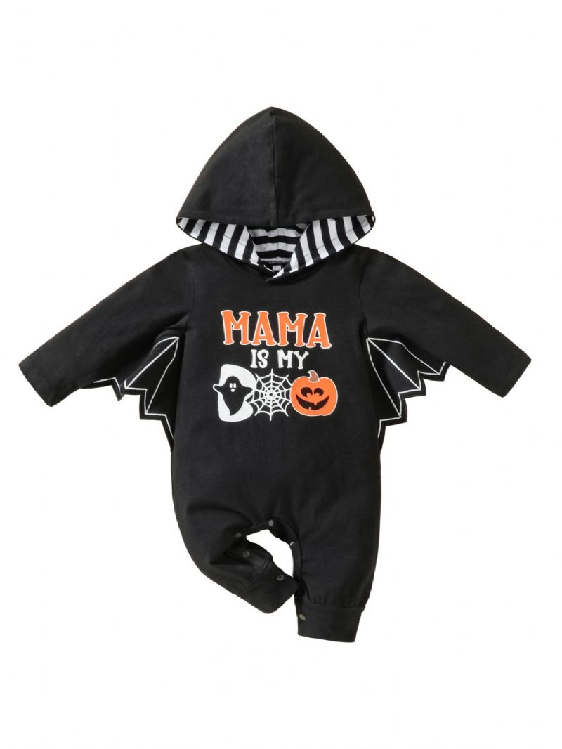 Bébi Fiúk Halloween Pumpkin Romper Jumpsuit Szárnyakkal