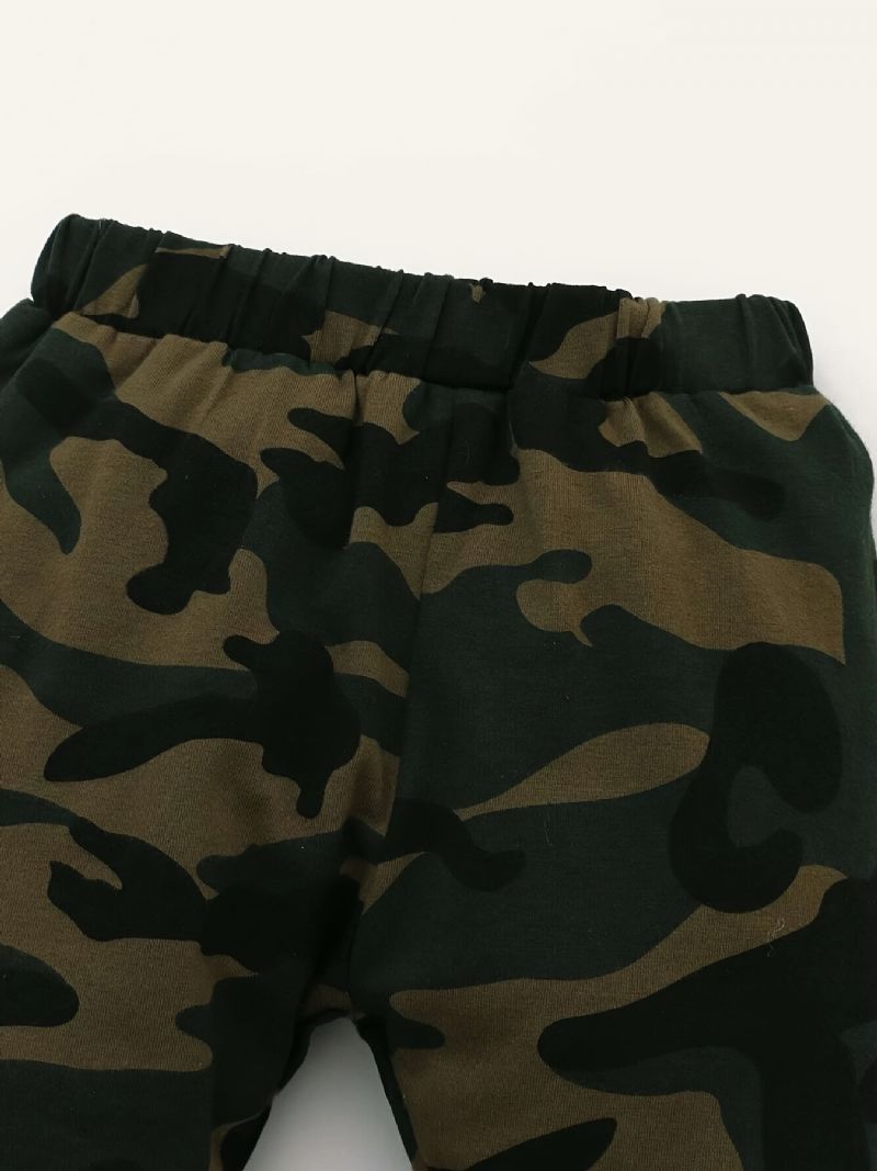 Fiúk Hosszú Ujjú Kapucnis + Camo Nadrág Szett Gyerekruhák Ruhák