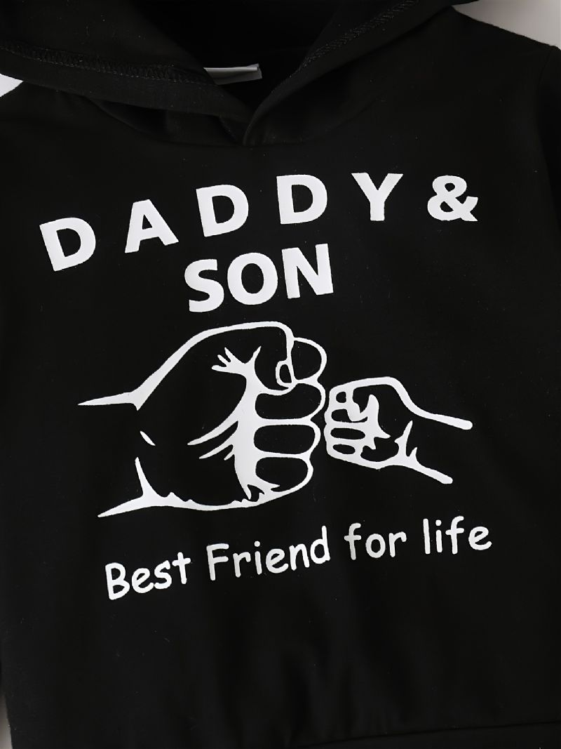 Gyereknadrág Szett Daddy&son Letter Print Kapucnis És Szakadt Farmer Gyerekruhák