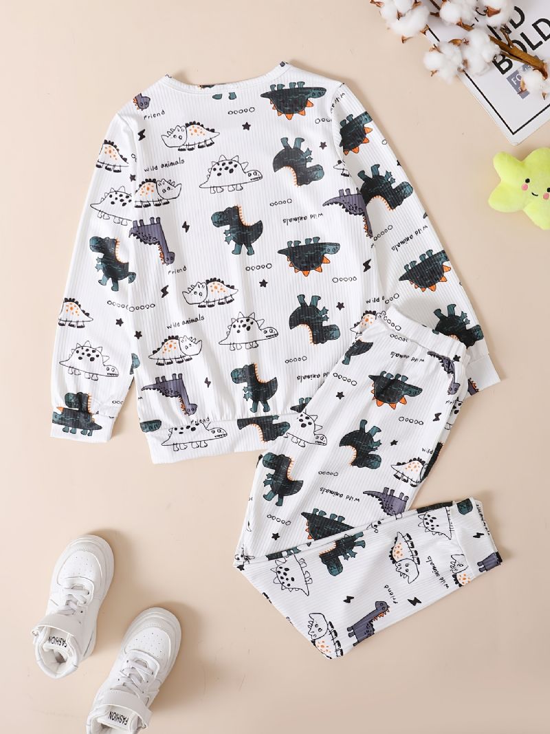 Kids Fiúk Lounge Wear Homewear Hosszú Ujjú Felső És Hozzáillő Nadrág Szett Dinoszaurusz Mintával