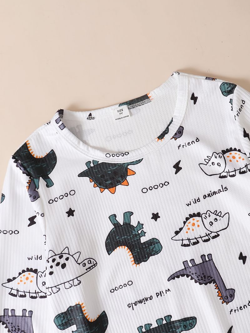 Kids Fiúk Lounge Wear Homewear Hosszú Ujjú Felső És Hozzáillő Nadrág Szett Dinoszaurusz Mintával